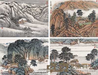 宋玉麟 山水 册页（四开） 41×32cm×4